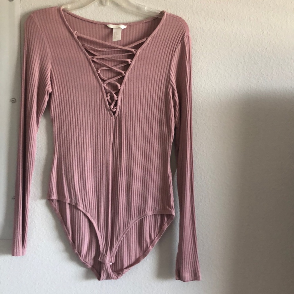 Pink long sleeve body suit